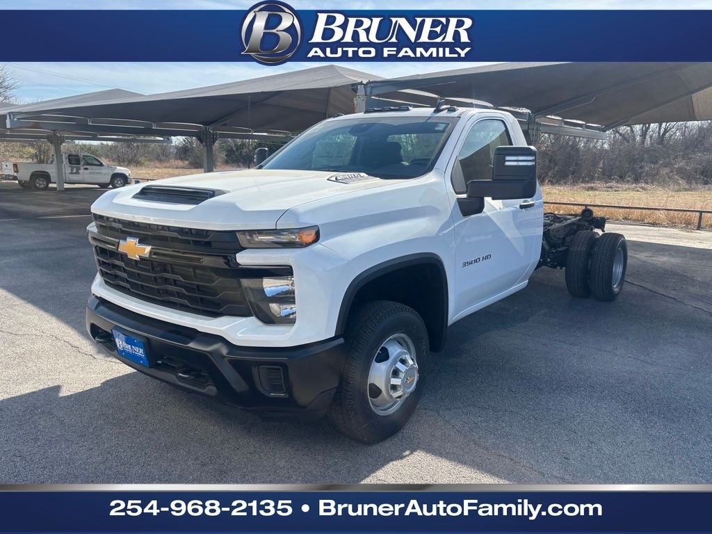 2026 Chevrolet Silverado 3500 HD Chassis Cab Work Truck in Summit White — front three-quarter view