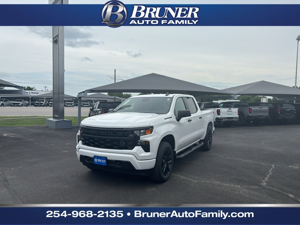 2026 Chevrolet Silverado 1500 Custom in Summit White — front three-quarter view