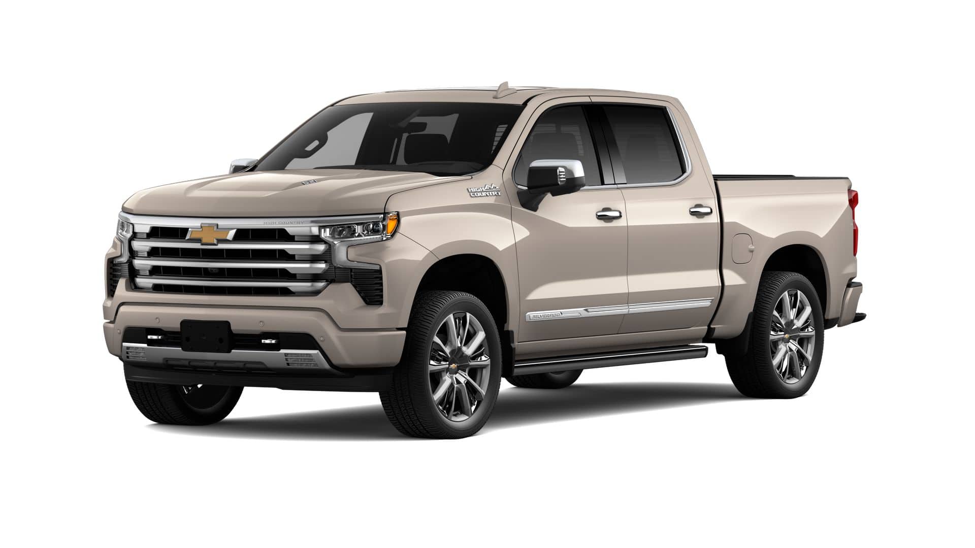 2026 Chevrolet Silverado 1500 High Country in White Sands — front three-quarter view