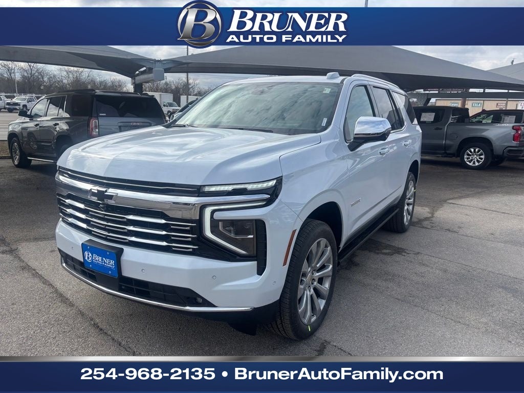 2026 Chevrolet Tahoe Premier in Polar White Tricoat — front three-quarter view