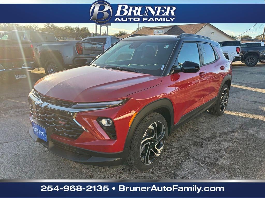 2026 Chevrolet Trailblazer RS in Apex Red — front three-quarter view