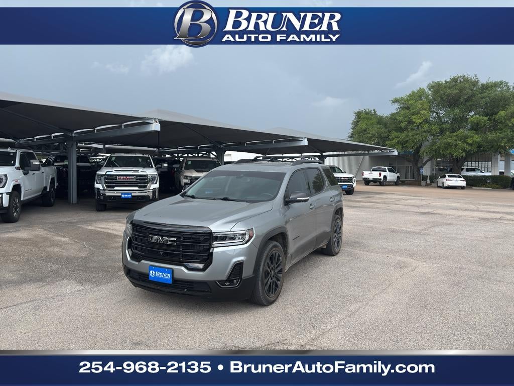 2023 GMC Acadia SLT in Sterling Metallic — front three-quarter view
