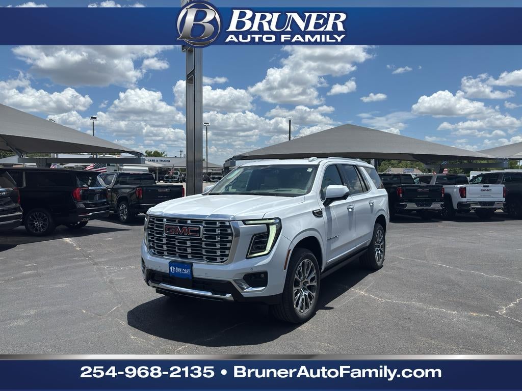 2026 GMC Yukon Denali in Glacier White Tricoat — front three-quarter view
