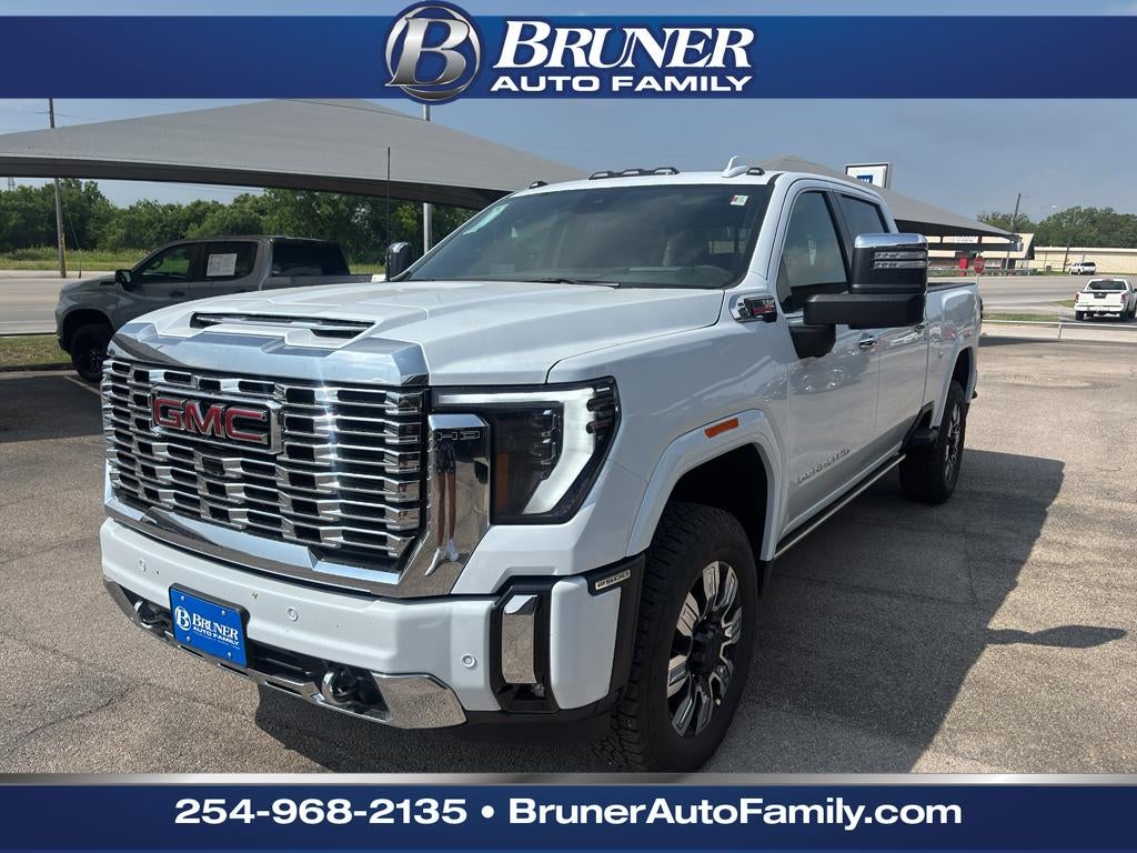 2026 GMC Sierra 2500 HD Denali in Glacier White Tricoat — front three-quarter view