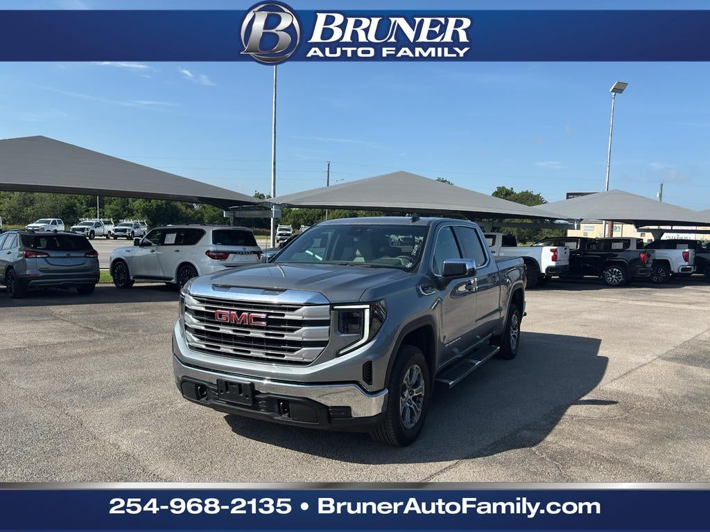 2024 GMC Sierra 1500 SLE in Sterling Metallic — front three-quarter view